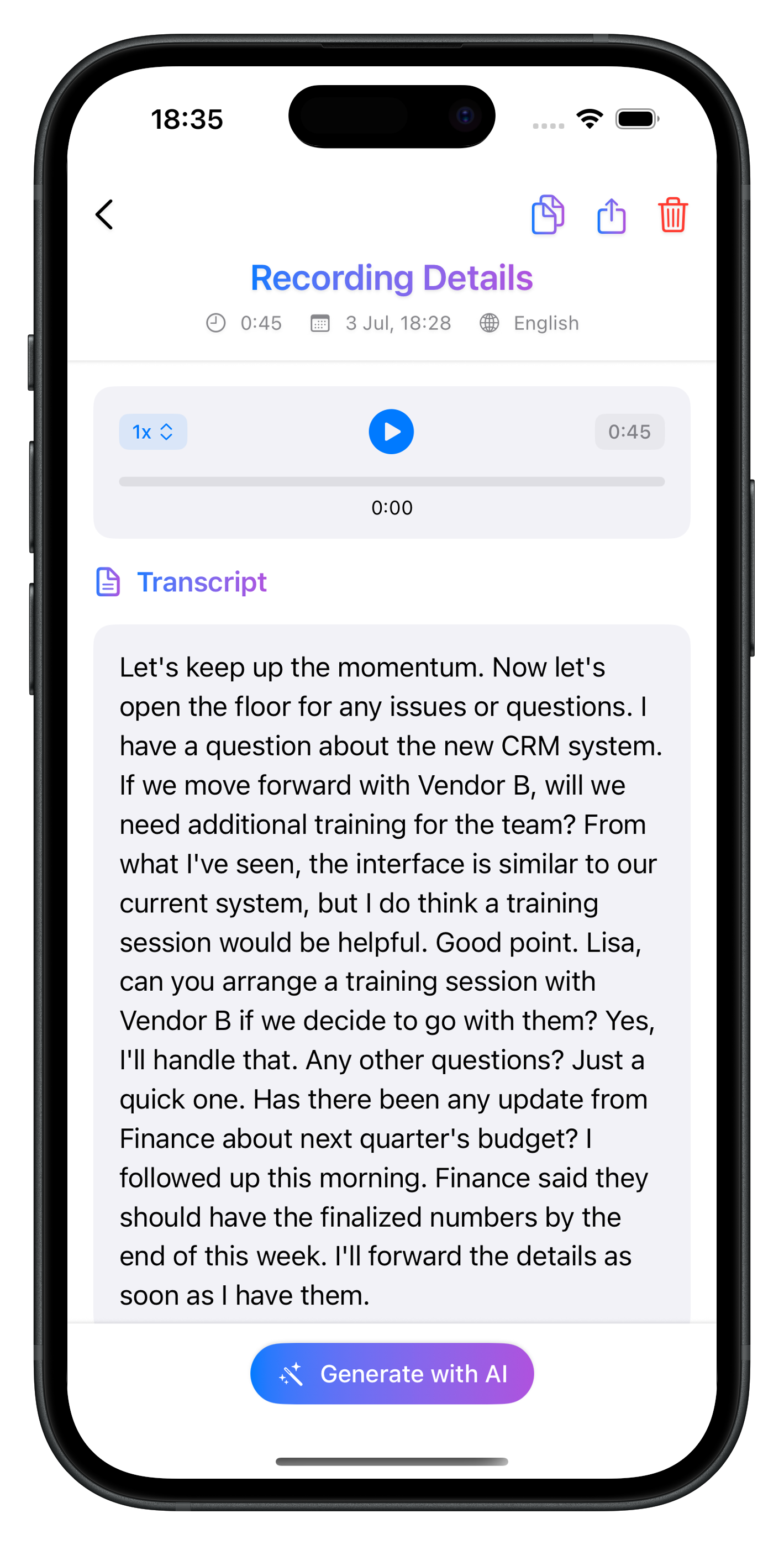iPhone Right - AI Voice Transcription Screenshot